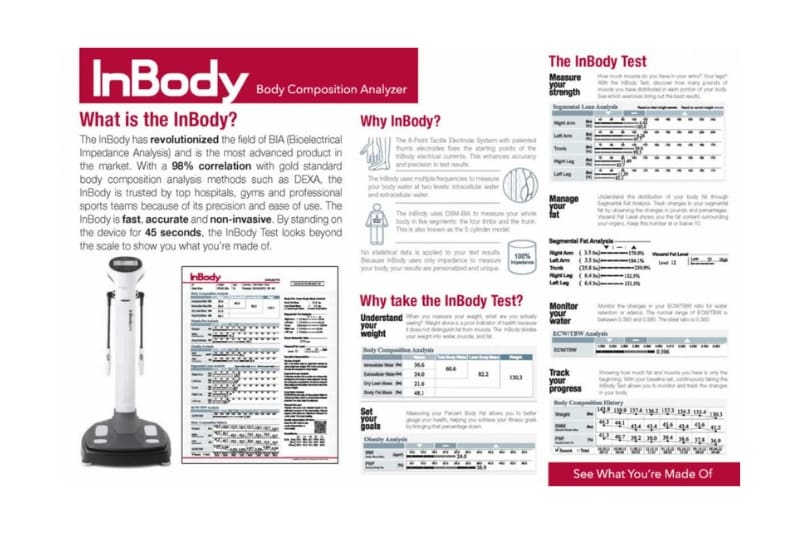 inbody testing information sheet for monroe gyms