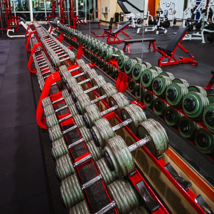 free weights at a strength training gym in monroe